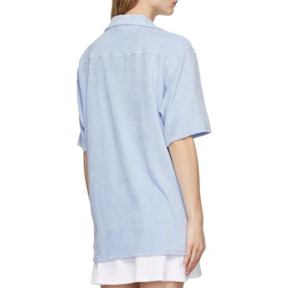 Gil Rodriguez Terry Tommy Bowling Shirt in Dusty Blue - Picture 2 of 5